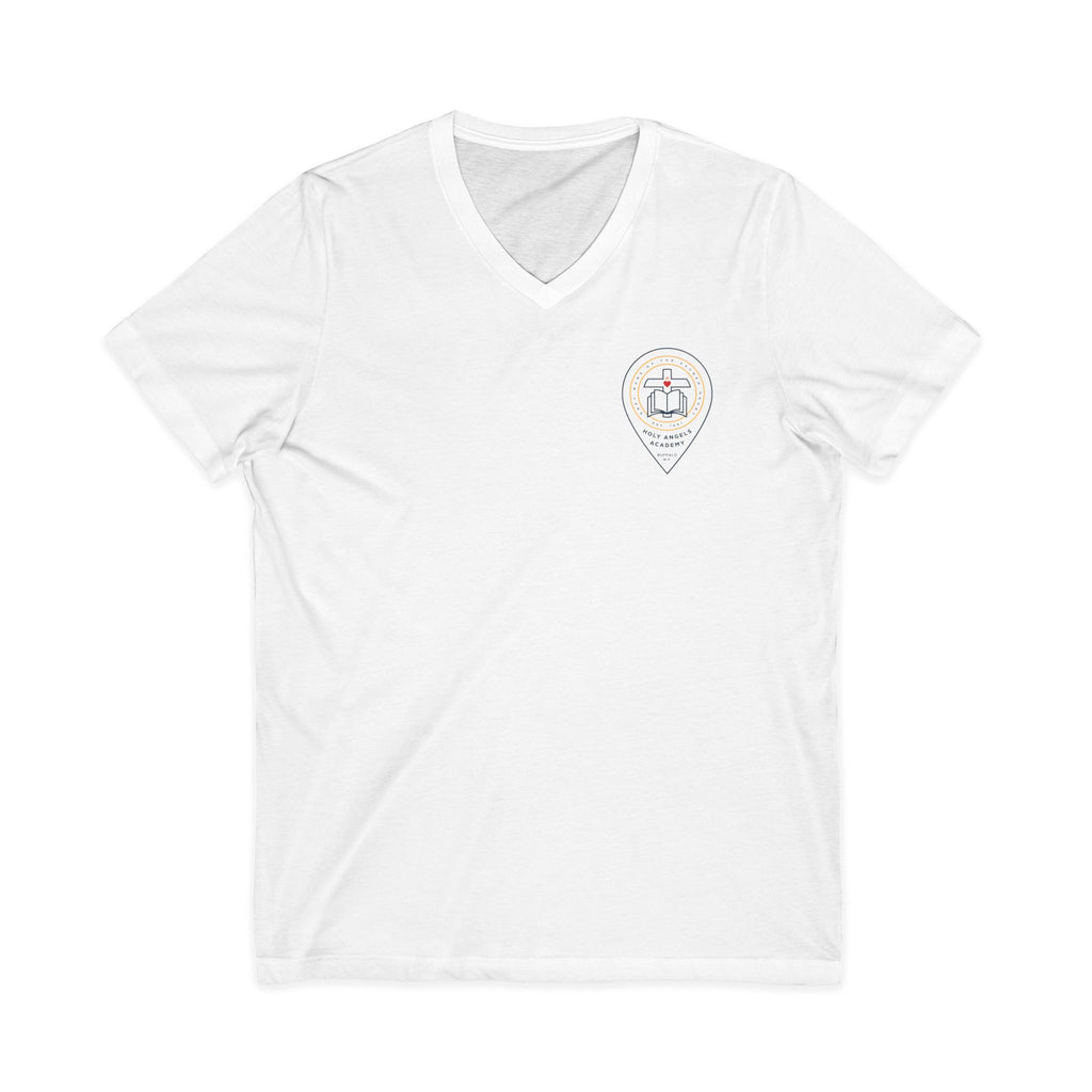 V-Neck Tee - White - Crest Logo