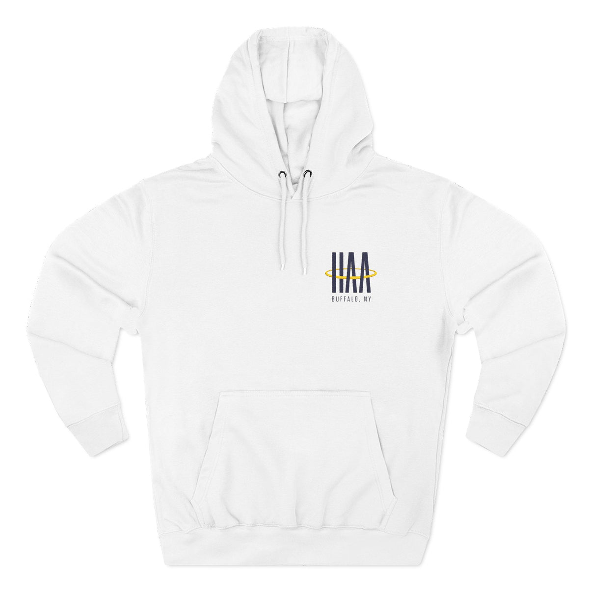 Fleece Hoodie - White/Grey - Embroidered HAA Logo