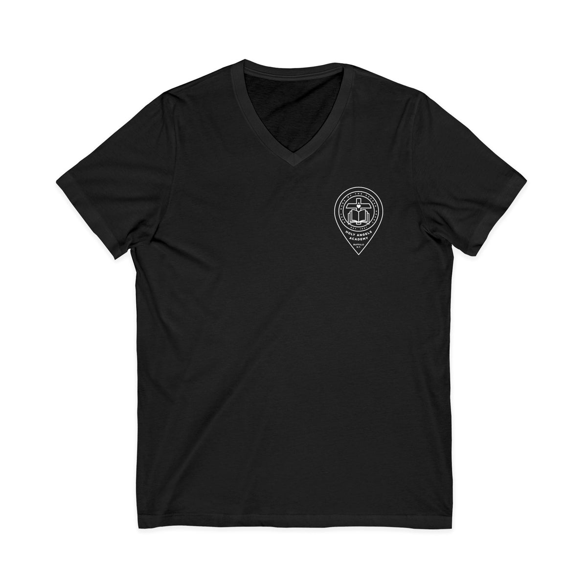 V-Neck Tee - Black/Navy - Crest Logo