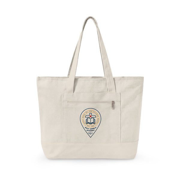 Canvas Zipper Tote with Crest Logo