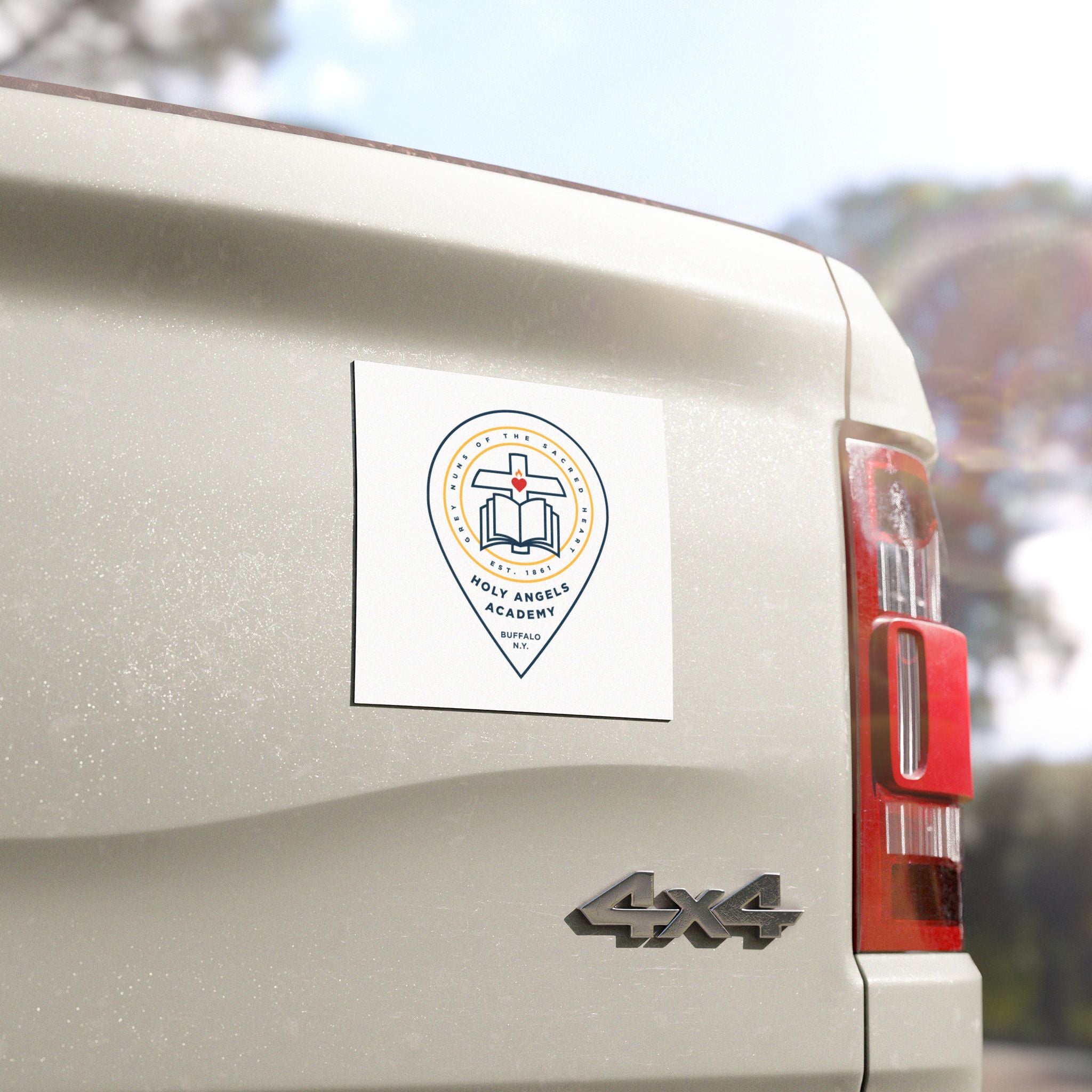 Holy Angels Academy Car Magnet — White