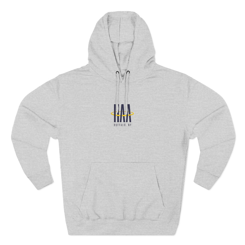Fleece Hoodie - White/Grey - Embroidered Logo 2