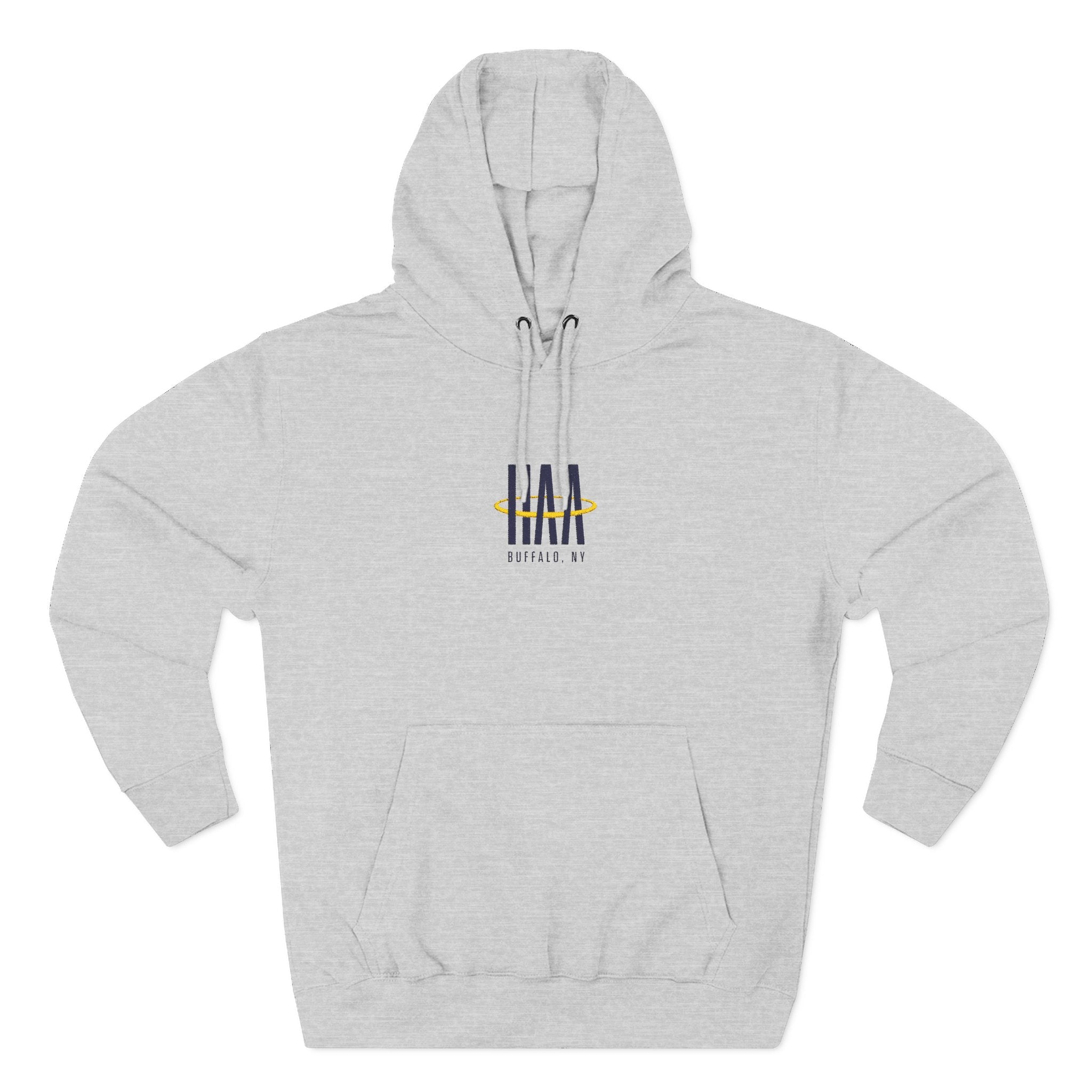 Fleece Hoodie - White/Grey - Embroidered Logo 2