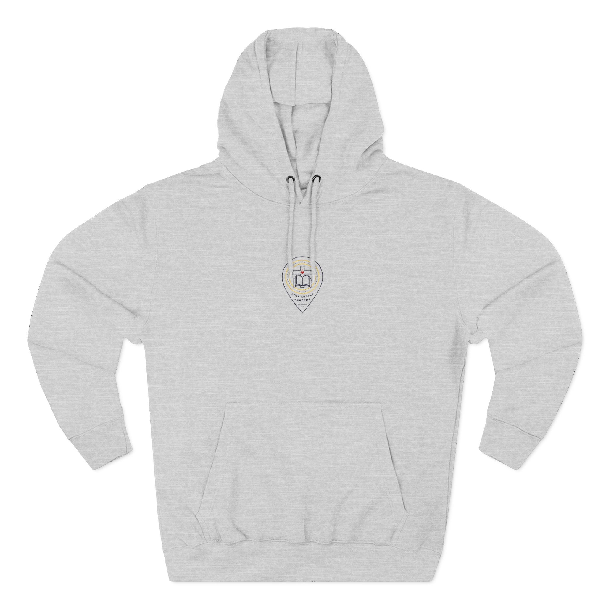 Fleece Hoodie - White/Grey - Embroidered Logo 1