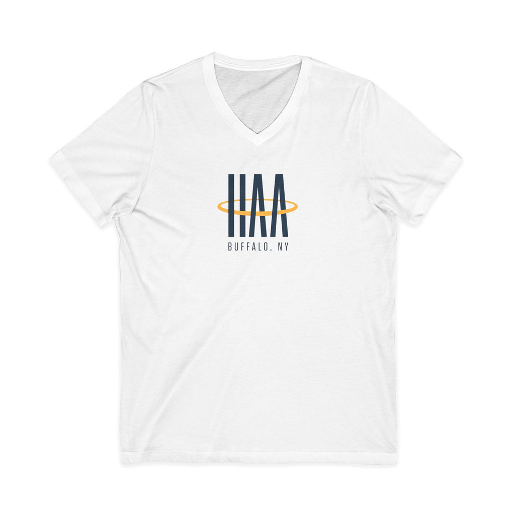 V-Neck Tee - White - HAA Logo