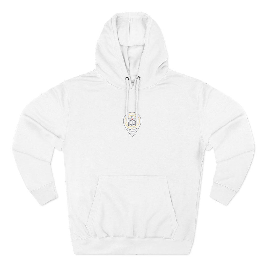 Fleece Hoodie - White/Grey - Embroidered Logo 1