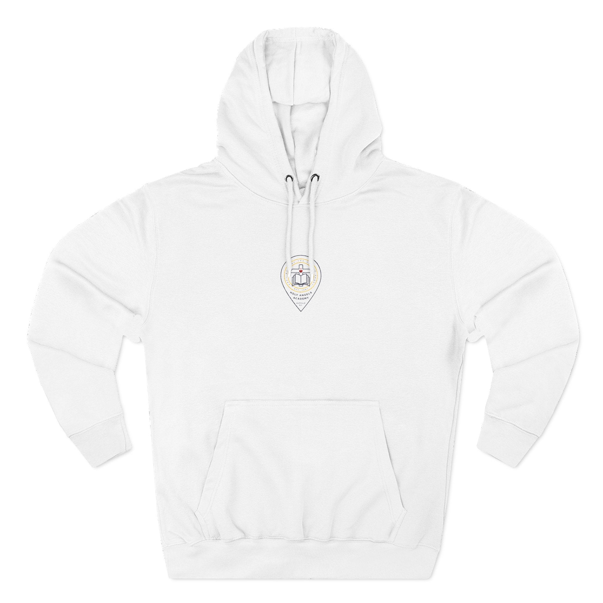 Fleece Hoodie - White/Grey - Embroidered Logo 1