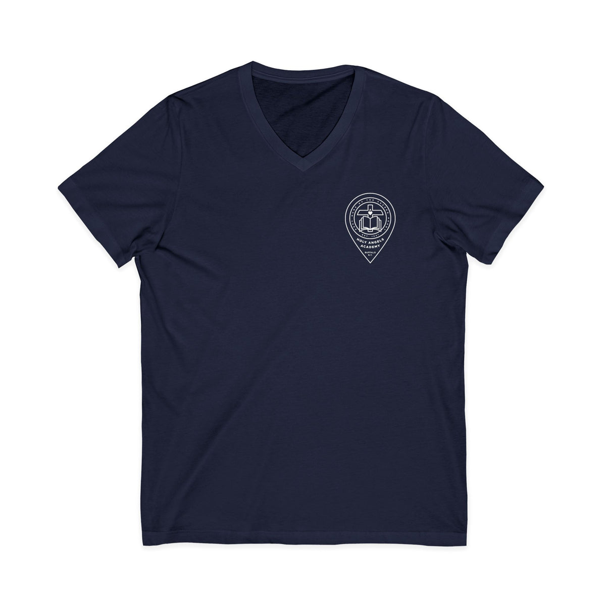 V-Neck Tee - Black/Navy - Crest Logo