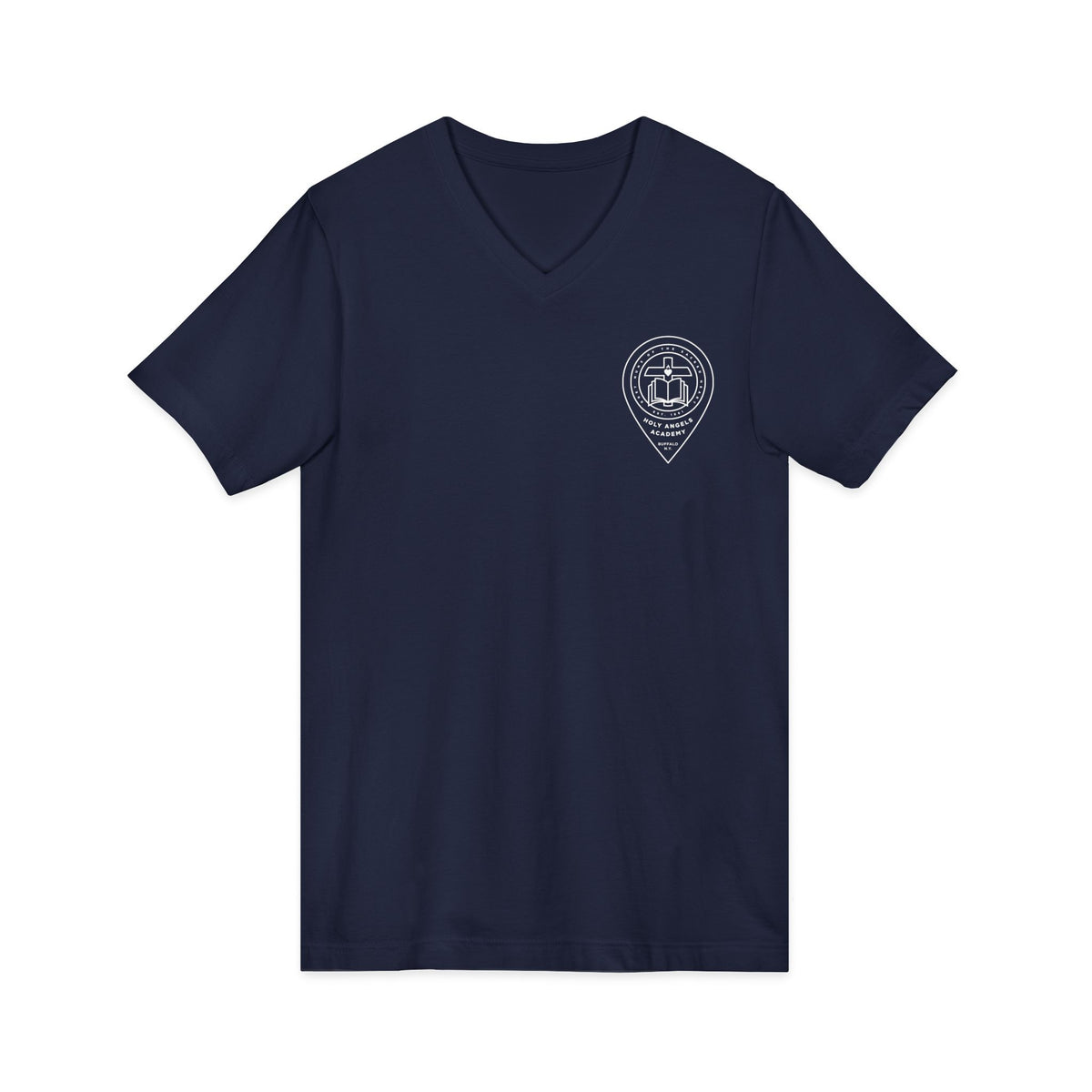 V-Neck Tee - Black/Navy - Crest Logo