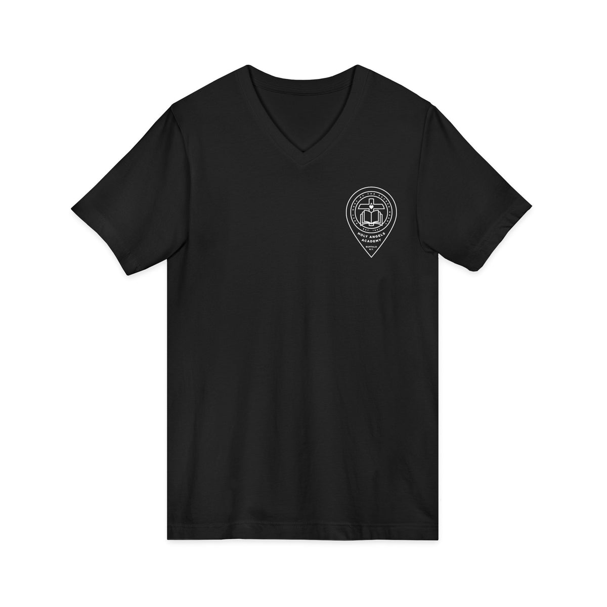 V-Neck Tee - Black/Navy - Crest Logo