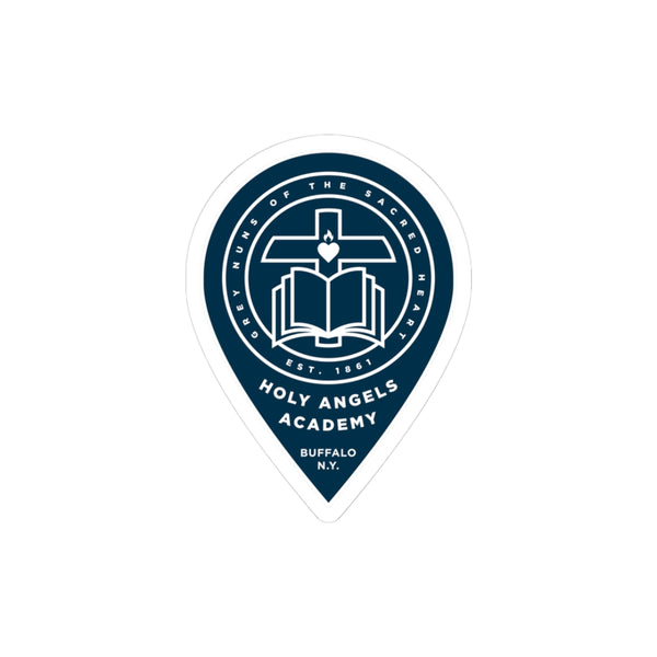 Holy Angels Academy Kiss-Cut Sticker — Navy with White Crest Logo