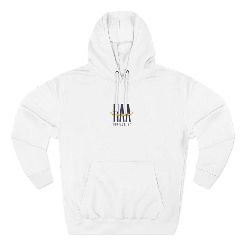 Fleece Hoodie - White/Grey - Embroidered Logo 2