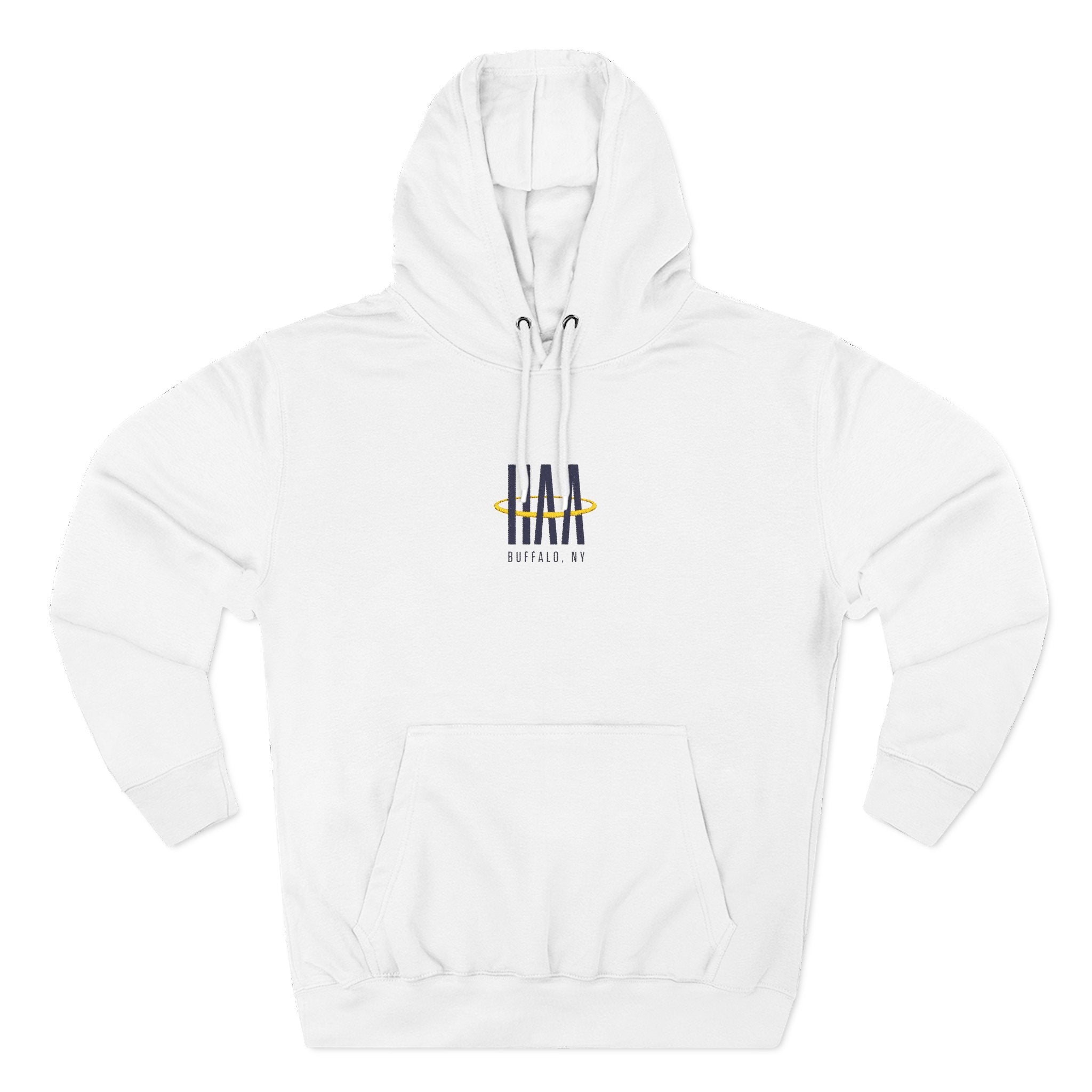 Fleece Hoodie - White/Grey - Embroidered Logo 2