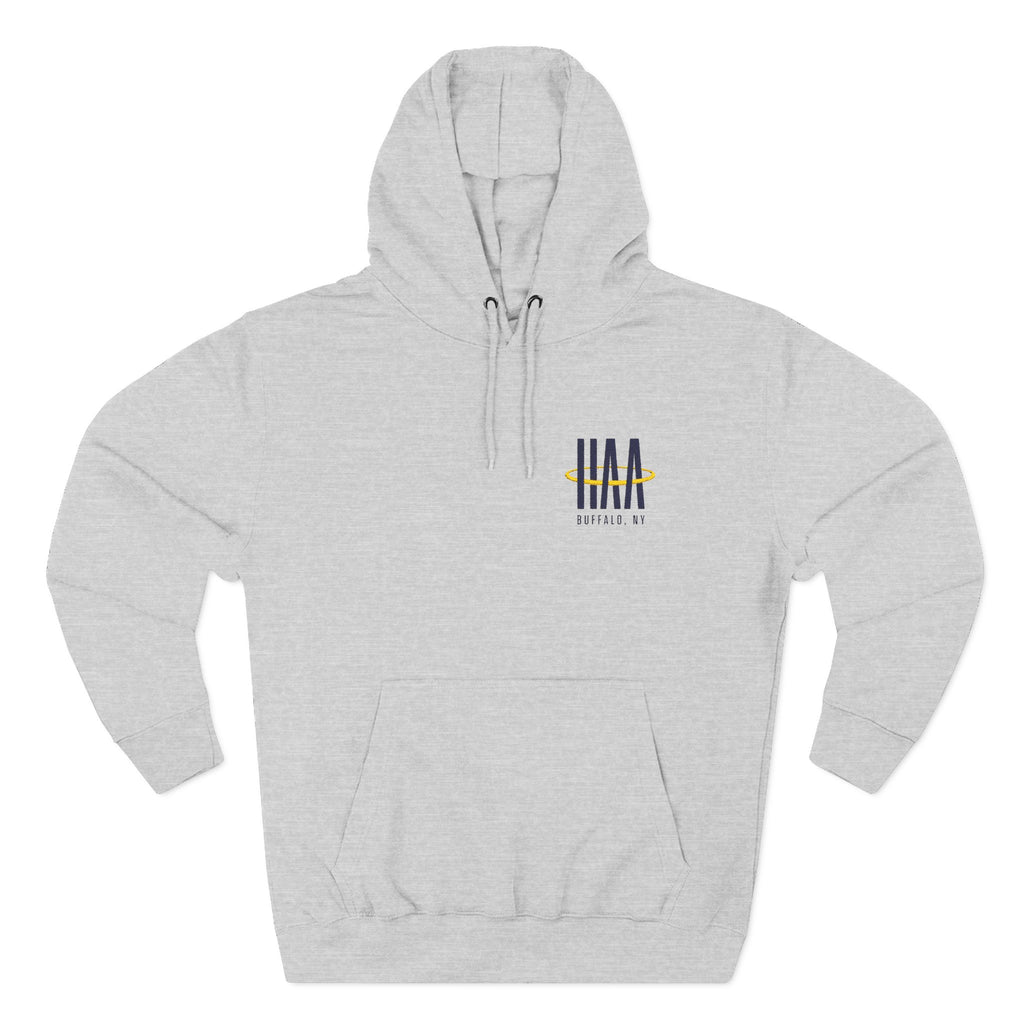 Fleece Hoodie - White/Grey - Embroidered HAA Logo